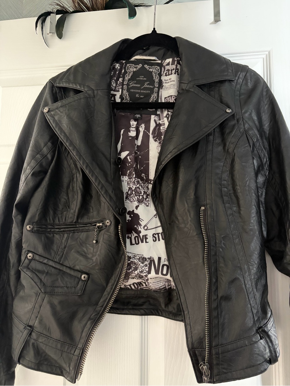 Guess Black and White Graphic Lining Jacket
